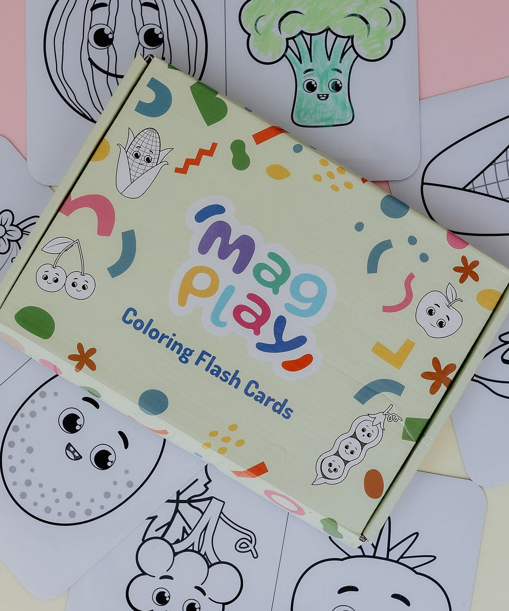 MagPlay Fruit and Veggie Colouring Flash Cards - MagPlay