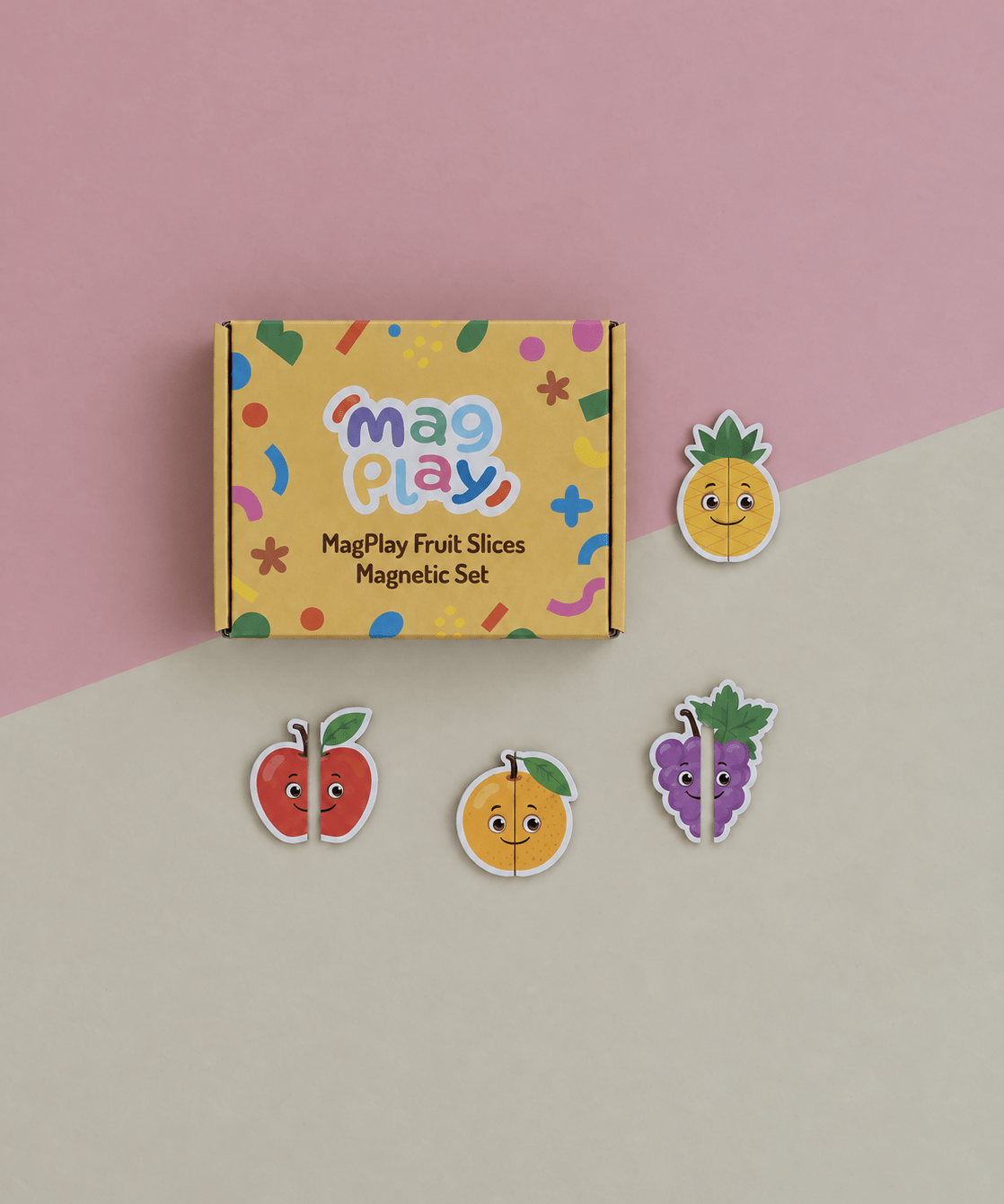 MagPlay Fruit Slices Magnet Set | Magnetic Matching Game for Toddlers - MagPlay