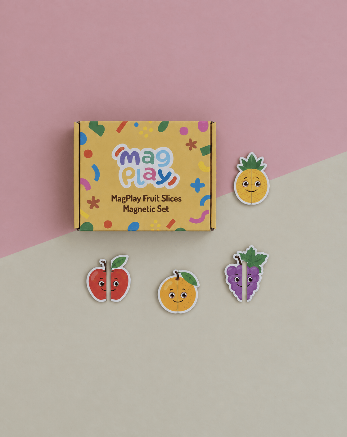 MagPlay Fruit Slices Magnet Set | Magnetic Matching Game for Toddlers - MagPlay