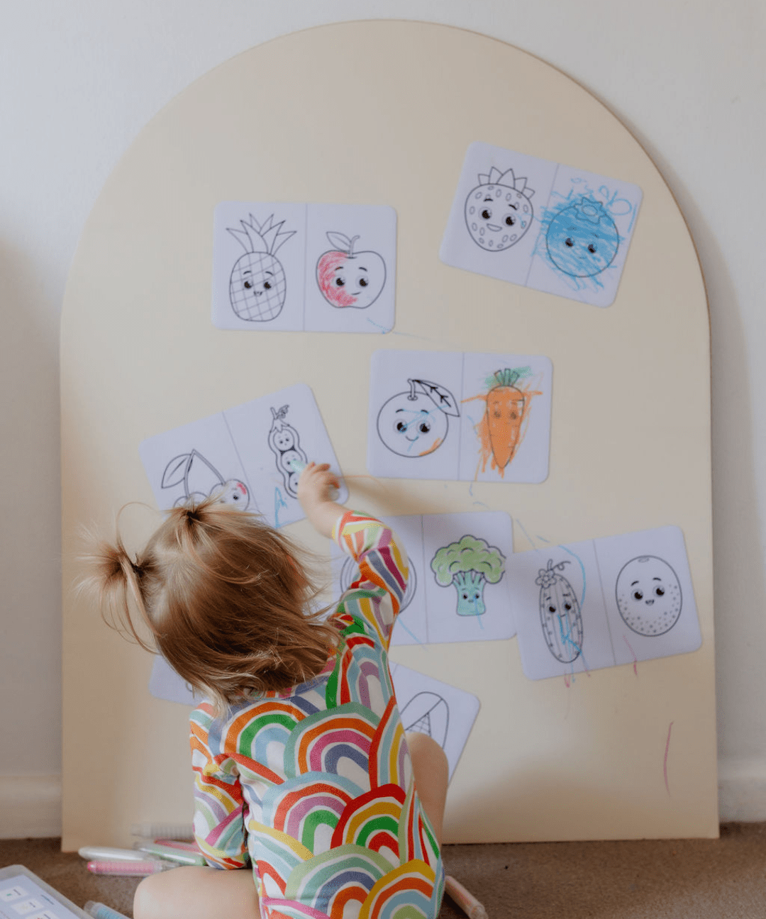 MagPlay Wall + Board Bundle used on a table for magnetic play