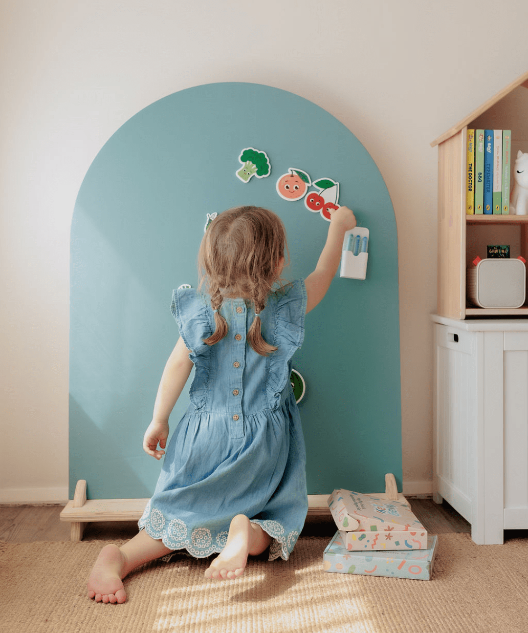 MagPlay board and stand for screen-free magnetic play